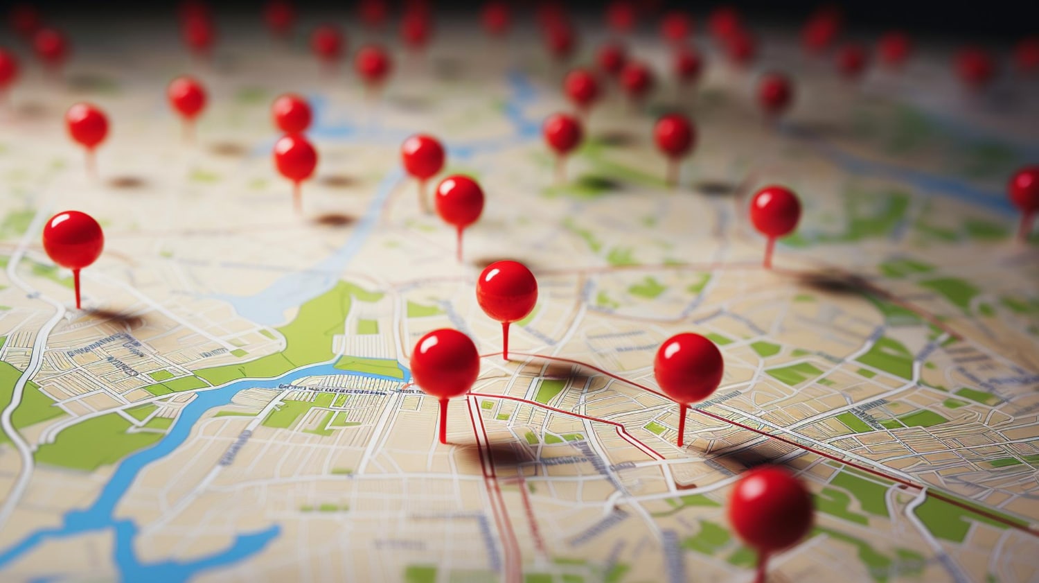 Red Pins Marking Locations On Madeira Island Map